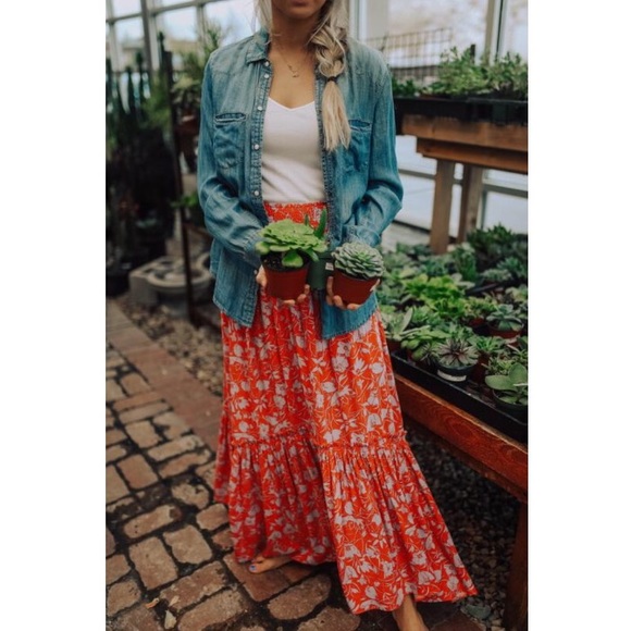 Free People Tiered Smocked Maxi Skirt - Picture 6 of 8